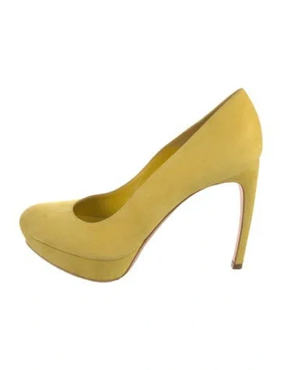 Pre-owned Alexander Mcqueen Skull Suede Pumps In Yellow