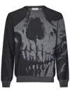 Alexander Mcqueen Skull Intarsia Wool Melange Crewneck Sweater In Black