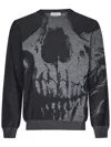 Alexander Mcqueen Skull Intarsia Wool Melange Crewneck Sweater In Black
