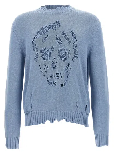 ALEXANDER MCQUEEN SKULL SWEATER SWEATERS AND CARDIGANS LIGHT BLUE