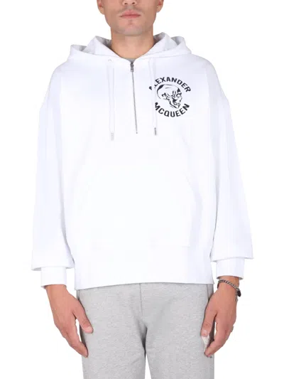 Alexander Mcqueen Skull Sweatshirt In White