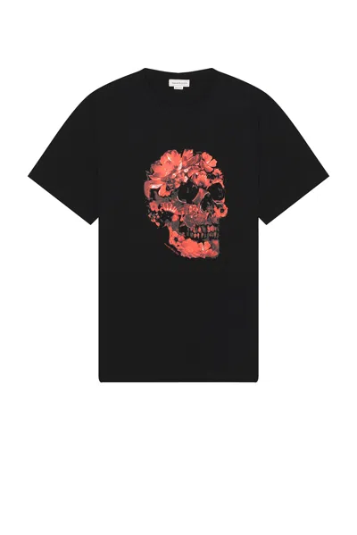 Alexander Mcqueen Skull Printed Cotton Jersey T-shirt In Black Red