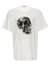 Alexander Mcqueen Skull Print Crewneck T-shirt In White/black
