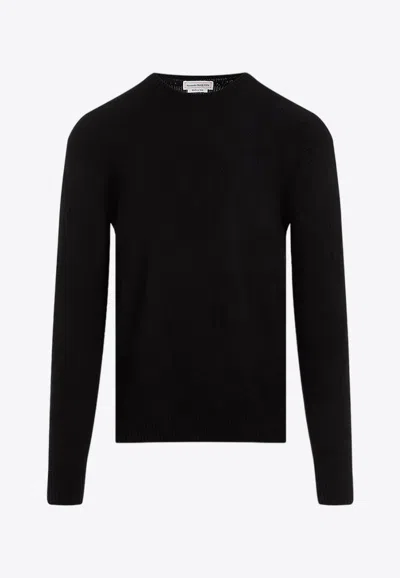 Alexander Mcqueen Skull Textured Crewneck Jumper In Black