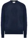 Alexander Mcqueen Skull-intarsia Cotton Sweatshirt In Blue