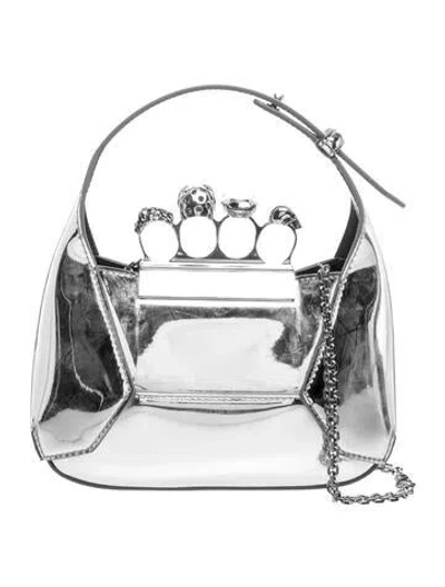 Pre-owned Alexander Mcqueen Skull The Jewelled Hobo In Silver
