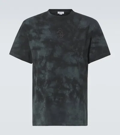 Alexander Mcqueen Mcqueen Skull Patch Tie Dye Cotton T-shirt In Black