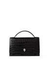 Alexander Mcqueen Crocodile-effect Patent Leather Shoulder Bag In Black