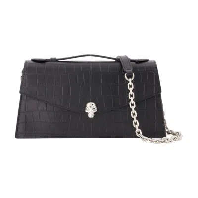 Alexander Mcqueen Skull Top Handle Clutch  Black