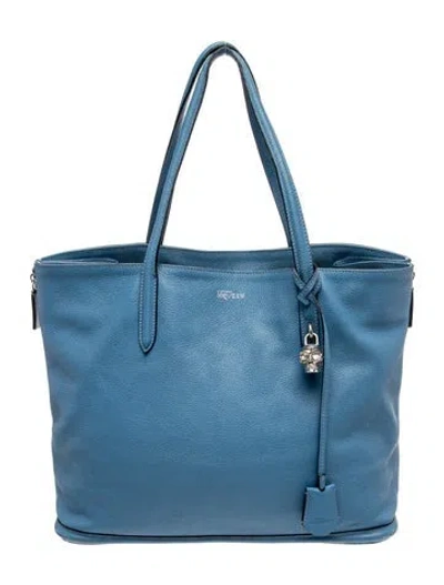 Pre-owned Alexander Mcqueen Skull Tote In Blue