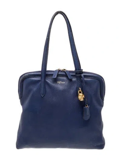 Pre-owned Alexander Mcqueen Skull Tote In Blue