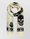 ALEXANDER MCQUEEN SKULL WOOL FRAYED SCARF