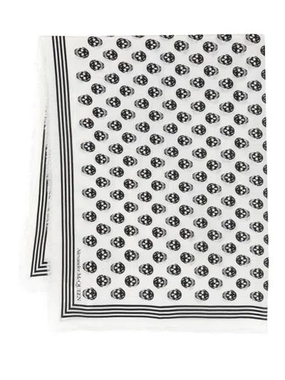 Alexander Mcqueen Skull Wool Scarf In White