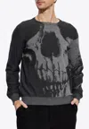 Alexander Mcqueen Skull Intarsia Wool Melange Crewneck Sweater In Gray