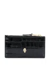 Alexander Mcqueen Skull Zipped Leather Credit Card Case In Black