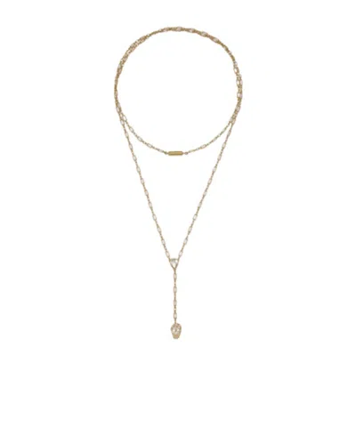 Alexander Mcqueen Skull Zirconia-embellished Necklace In Faint Golden