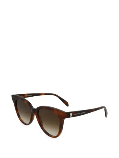 Alexander Mcqueen Skull-detail Cat-eye Sunglasses In Brown