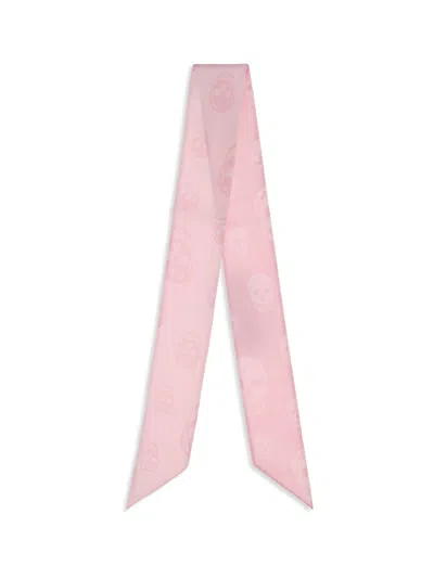 Alexander Mcqueen Skull-embroidered Silk Scarf In Pink