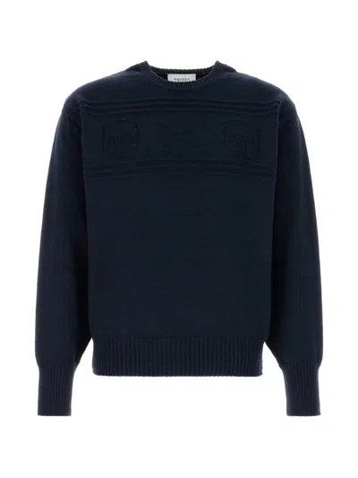 Alexander Mcqueen Skull-motif Wool Sweater In Blue