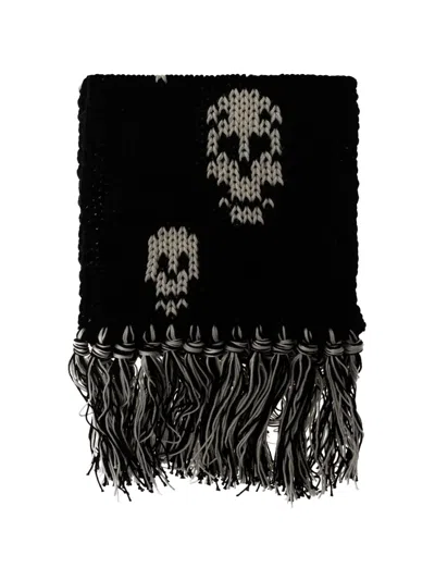 Alexander Mcqueen Skull-motif Fringed Scarf In Multi