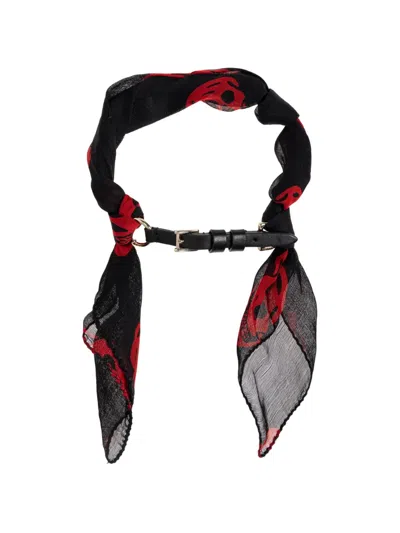 Alexander Mcqueen Skull-motif Silk-tie Bracelet In Pattern