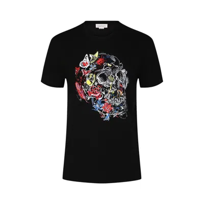 Pre-owned Alexander Mcqueen Skull-print Crewneck T-shirt 'black' | Men's Size Xs