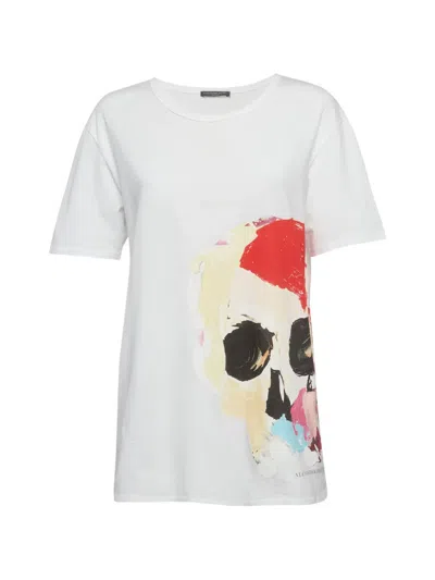 Pre-owned Alexander Mcqueen Skull-print Crew-neck T-shirt In White