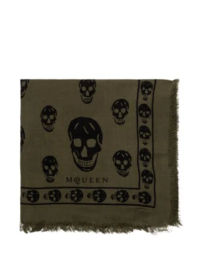 Alexander Mcqueen Skull-print Scarf In Green