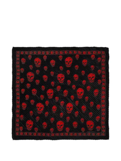 Alexander Mcqueen Skull-print Silk Scarf In Red