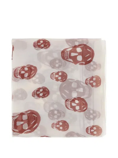 Alexander Mcqueen Skull-print Silk Scarf In White
