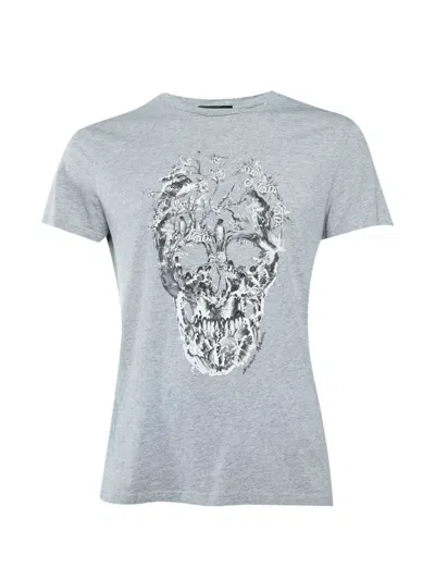 Pre-owned Alexander Mcqueen Skull-print T-shirt In Gray