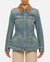 Alexander Mcqueen Alexander Mc Queen Light Blue Washed Denim Jacket With Ruffles