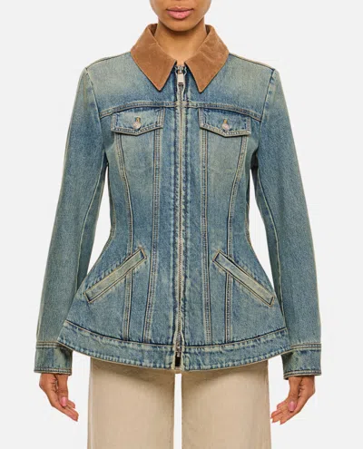 ALEXANDER MCQUEEN SKY BLUE FLARED DENIM JACKET