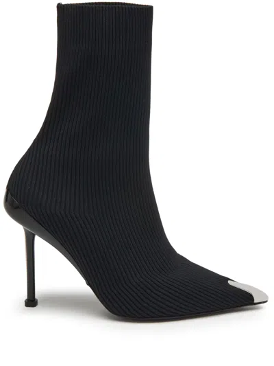 ALEXANDER MCQUEEN SLASH 90MM RIBBED-KNIT BOOTS