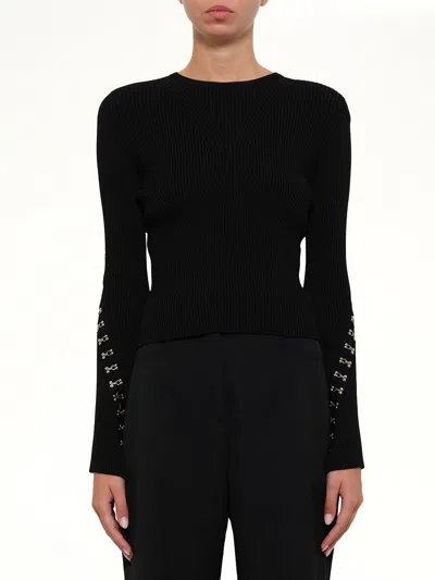 Alexander Mcqueen Slash Crew Neck Knitwear In Black
