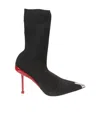 Alexander Mcqueen Slash Knit 90mm Ankle Boots In Black