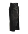 Alexander Mcqueen Slash Side Split Belted Skirt In Black