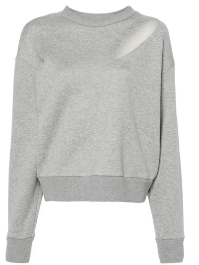 Alexander Mcqueen Cut-out Jersey Sweatshirt In Grey