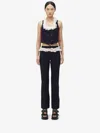 Alexander Mcqueen Slashed Creponne Detail Kickback Trousers In Navy
