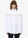 Alexander Mcqueen Slashed Creponne Detail Oversized Shirt In Optical White