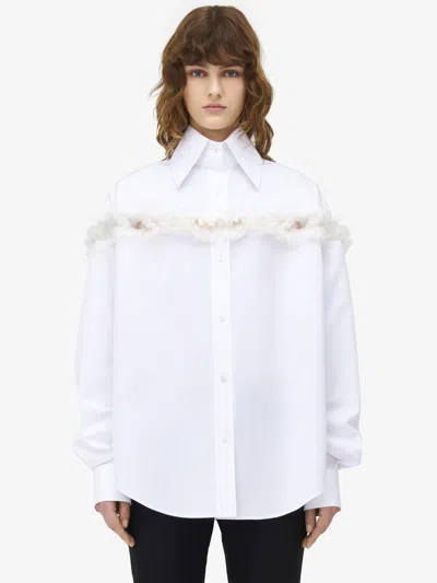ALEXANDER MCQUEEN SLASHED CREPONNE DETAIL OVERSIZED SHIRT