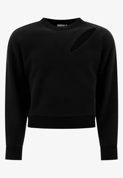 Alexander Mcqueen Slashed Crewneck Sweatshirt In Black