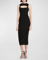 Alexander Mcqueen Slashed Knit Midi Dress In Black
