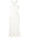 Alexander Mcqueen Off-white Slashed Harness Midi Dress In Neutrals