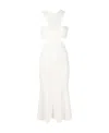 Alexander Mcqueen Off-white Slashed Harness Midi Dress In White