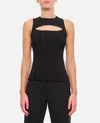 Alexander Mcqueen Women Slashed Knt Slvls Tp In Black