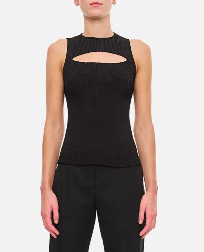 ALEXANDER MCQUEEN SLASHED KNIT SLEEVELESS TOP