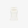 Alexander Mcqueen Slashed Knit Top In Ivory