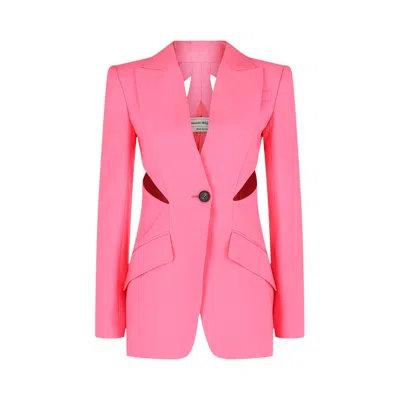 Pre-owned Alexander Mcqueen Slashed Single-breasted Blazer 'pink' | Women's Size 38
