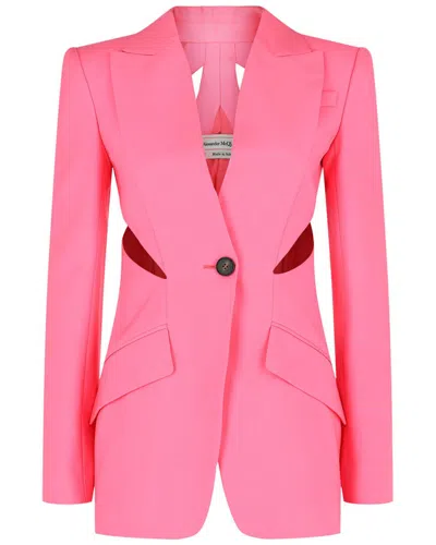 Alexander Mcqueen Slashed Single-breasted Wool Blazer In Animal Print